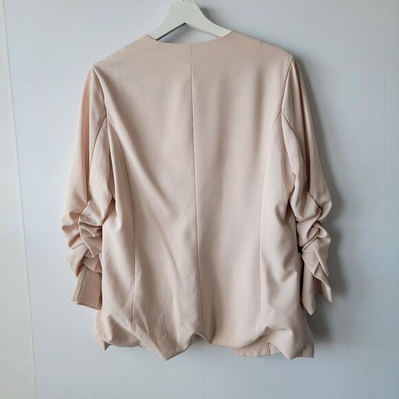 Skies Are Blue women's Raja collarless blazer size M in a light pink ruched slee - Picture 2 of 6